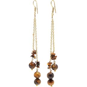POSHPENDANT Handmade Long Gemstone Dangle Drop Earrings for Women – 8mm Natural Crystals with Brass Metal – Boho Spiritual Jewelry for Chakra Healing, Energy, and Birthstone Gifts in Saudi Arabia
