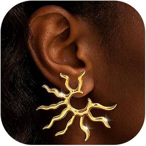 Statement Earrings for Women 14K Gold Plated Stud Earring Hypoallergenic Surgical Stainless Steel Trendy Big Dangle Jewelry Gift for Sensitive Ears in Saudi Arabia