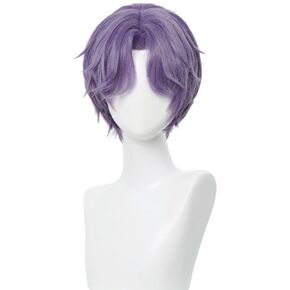 Men's Short Mixed Purple Hair Wig Male Anime Costume Wigs Heat Resistant Synthetic Wig for Cosplay Halloween in Saudi Arabia
