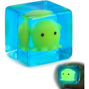 Squishy Octopus, Glow in The Dark Ice Cube, Relief and Sensory for Everyone, Soft and Squeezable Design with Tentacles, Measuring 5.5 x 5.5 x 5.5 cm for Easy Handling in Kuwait