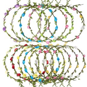 15 Pcs Multicolor Flower Crown Wreath Headband Flower Crowns for Women Girl Floral Garland Headbands Floral Headpiece for Birthday Wedding Festival Vacation Fairy Party Photography Props in Saudi Arabia