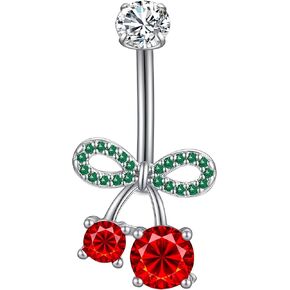 Dangle Belly Button Ring for Women Stainless Steel Butterfly Pink Red CZ Heart Flower Belly Rings 14G Navel Button Piercing Curved Navel Piercing Jewelry for Women in Saudi Arabia