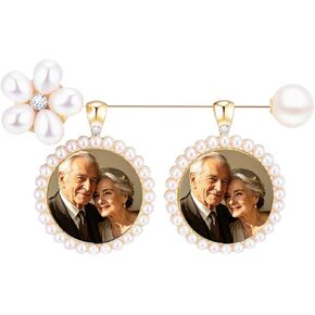 Memorial Photo Charm for Wedding Bouquet, Pearl Gold Brooch Picture Pendant, Bridal Bouquet Charm Keepsake Gift for Bride, Antique Boutonniere Jewelry in Saudi Arabia
