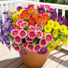 10 Bundles Artificial Silk Daisies Flowers for Outdoor UV Resistant Fake Daisy Faux Plants for Home Front Porch Garden Patio Window Box Outside Planter Indoor Decor (3 Purple Mixed Colors) in Saudi Arabia