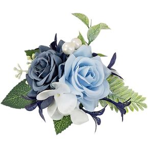 Dusty Blue Single Boutonniere for Men Groom, Artifical Rose Flower for Wedding Decor, Prom Homecoming Graduation Buttonholes in Saudi Arabia