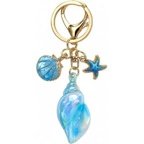 Ocean Keychain – Shell Keychains Bag Charms for Women with Gradient Conch Pendant and Shimmering Starfish, Sea Key Chains Gifts for Beach Lovers, Her and Friends in Kuwait