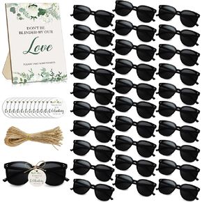 SUNOVELTIES 40 Sets Wedding Favors for Guests Bulk Party Sunglasses Reception Gifts Green Wooden Love Sign Black Mr Mrs Glasses in Kuwait