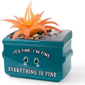 Dumpster Fire Fake Plants in Ceramic Succulent Pots Desk Decor, Emotional Support Positive Thinking Office Desk Accessories, Motivational Gifts for Women, Men, Coworkers in Saudi Arabia