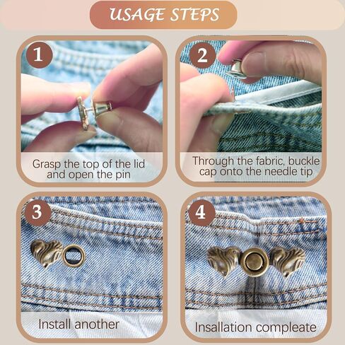 14 Set Pant Waist Tightener, Adjustable Heart Pant Clips Waist Tightener Buttons Pins for Loose Jeans Waist Tightener for Pants Women in Kuwait