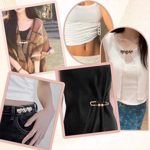 14 Set Pant Waist Tightener, Adjustable Heart Pant Clips Waist Tightener Buttons Pins for Loose Jeans Waist Tightener for Pants Women in Kuwait