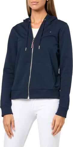 سترة نسائية بغطاء للرأس بسحاب من Tommy Hilfiger مع شعار العلم in Kuwait
