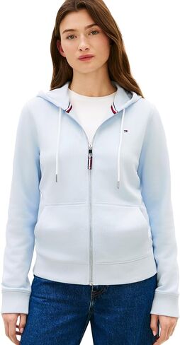 سترة نسائية بغطاء للرأس بسحاب من Tommy Hilfiger مع شعار العلم in Kuwait