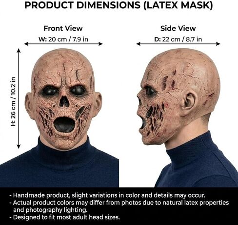 Creepy Zombie Mask Scary Ghoul Helmet Realistic Latex Face Cover Horror Headgear for Adult Halloween Costume Cosplay Party Props in Kuwait