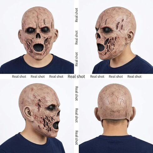 Creepy Zombie Mask Scary Ghoul Helmet Realistic Latex Face Cover Horror Headgear for Adult Halloween Costume Cosplay Party Props in Kuwait