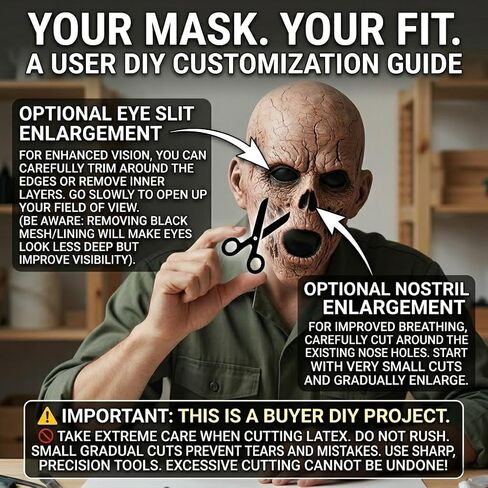 Creepy Zombie Mask Scary Ghoul Helmet Realistic Latex Face Cover Horror Headgear for Adult Halloween Costume Cosplay Party Props in Kuwait