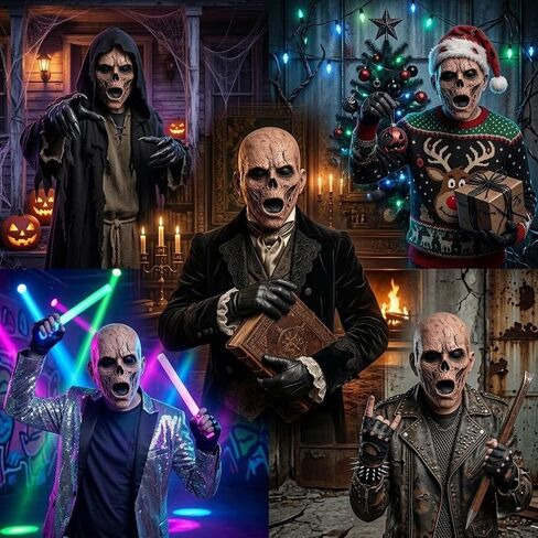 Creepy Zombie Mask Scary Ghoul Helmet Realistic Latex Face Cover Horror Headgear for Adult Halloween Costume Cosplay Party Props in Kuwait