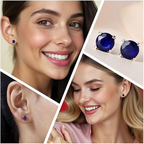 Birthstone Stud Earrings for Women 925 Sterling Silver Gemstone Jewelry Anniversary Birthday Christmas Gifts for Women in Kuwait