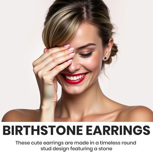 Birthstone Stud Earrings for Women 925 Sterling Silver Gemstone Jewelry Anniversary Birthday Christmas Gifts for Women in Kuwait