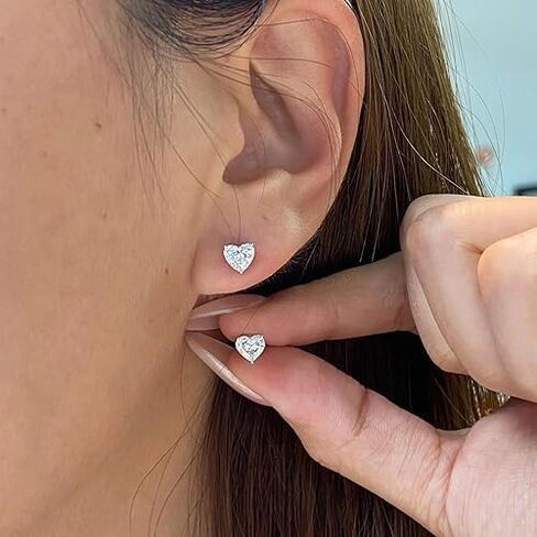 1 Ct Heart Shape Moissanite Diamond Stud Earrings 14K White Gold | Screw Back, For Women Gift, Birthday Gift in Kuwait
