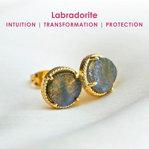 Gempires الأحجار الكريمة أقراط للنساء 14K الذهب مطلي الشق مجموعة حقيقية كريستال هيبوالرجينيك اليدوية الحد الأدنى من المجوهرات اليومية الأنيقة أقراط جوهرة هدية لها in Kuwait