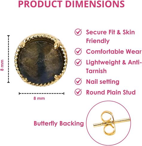 Gempires الأحجار الكريمة أقراط للنساء 14K الذهب مطلي الشق مجموعة حقيقية كريستال هيبوالرجينيك اليدوية الحد الأدنى من المجوهرات اليومية الأنيقة أقراط جوهرة هدية لها in Kuwait