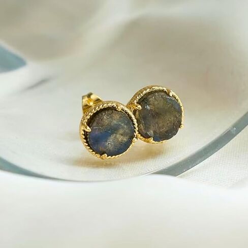 Gempires الأحجار الكريمة أقراط للنساء 14K الذهب مطلي الشق مجموعة حقيقية كريستال هيبوالرجينيك اليدوية الحد الأدنى من المجوهرات اليومية الأنيقة أقراط جوهرة هدية لها in Kuwait