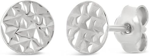 Italian 14k Yellow or White Gold Textured Thumbtack Medallion Stud Earrings in Kuwait