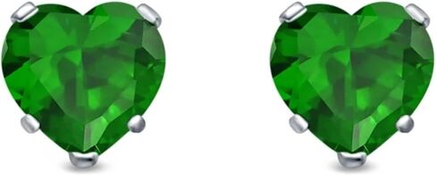 Dark Green CZ Heart Stud Earrings Sterling Silver in Kuwait