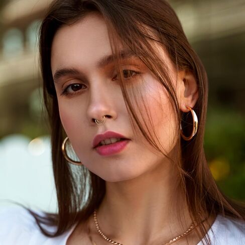 8Pcs Fake Septum Ring, Stainless Steel Clip on Nose Ring, Faux Septum Piercings for Women Men Non Piercing Nose Jewelry (Gold, Silver) in Saudi Arabia