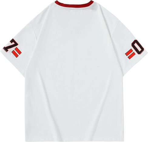 Men's Oversized Hip Hop T-Shirt - Breathable V-Neck Streetwear Graphic Jersey Tee with Brooklyn Print - White in Kuwait