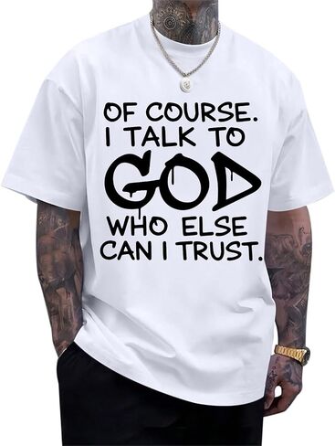 Fkatuzi Christian Jesus God Shirts for Men Religious Faith Bible Verse T Shirt Oversized Graphic Tee Cotton Streetwear Tops in Saudi Arabia