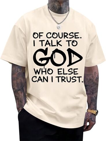 Fkatuzi Christian Jesus God Shirts for Men Religious Faith Bible Verse T Shirt Oversized Graphic Tee Cotton Streetwear Tops in Saudi Arabia