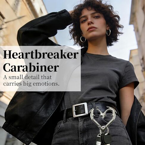 Gothic-style Carabiner Keychain, Heartbreaker Keychain, Y2K Heart-shaped Carabiner, Fashionable Belt Buckle, Clip-on Keychain For Keys, Car Keys, Bags, And Outdoor Gear in Saudi Arabia