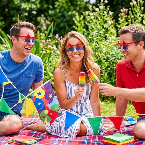 3 Pair 4th of July Glasses, Red White and Blue Style Star Glasses, Star Sunglasses for Women Men, Patriotic Rimless Star Shaped Glasses for Independence Patriots Women Outfit and Decorations in Saudi Arabia