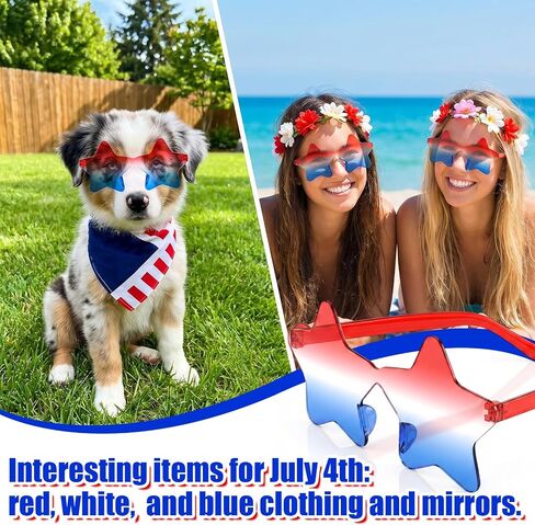 3 Pair 4th of July Glasses, Red White and Blue Style Star Glasses, Star Sunglasses for Women Men, Patriotic Rimless Star Shaped Glasses for Independence Patriots Women Outfit and Decorations in Saudi Arabia