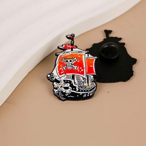 Cartoon Pirate Ship Skull Bones Flag Enamel Pin, Funny Nautical Adventure Pin Brooch For Pirate Fan Sailors, Sailing Ship Brooch Badge, Gothic Skull Lapel Badges, Ocean Lover Gift, Edgy Novelty Aesthetic Jewelry Accessory in Saudi Arabia