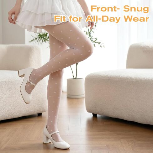 White Polka Dot Tights Y2k Cute Polka Dot Stockings Pantyhose Sheer White Tights Unstretched 120cm Long, Leg Diameter 10cm, Waist Diameter 22cm in Saudi Arabia