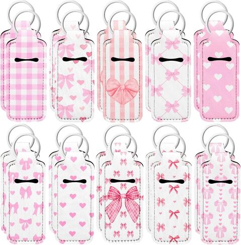20Pcs Lipstick Holder Keychain, Bow Bulk Coquette Lip Balm Holder Keychain, Chapstick Holder Key Chain for Women in Kuwait