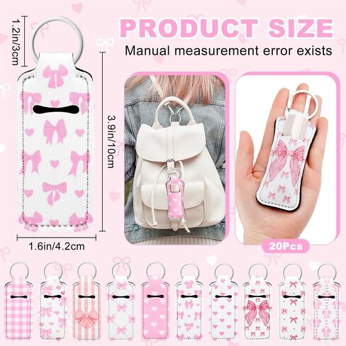 20Pcs Lipstick Holder Keychain, Bow Bulk Coquette Lip Balm Holder Keychain, Chapstick Holder Key Chain for Women in Kuwait