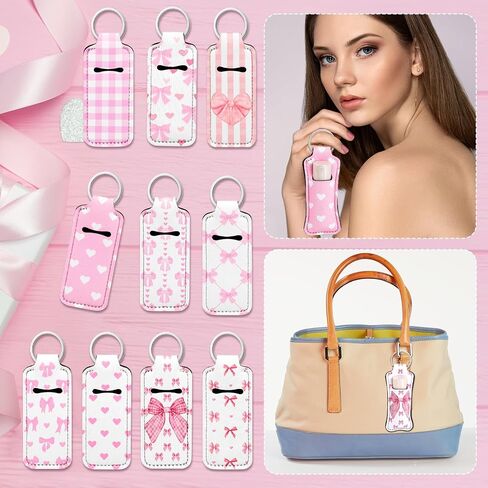 20Pcs Lipstick Holder Keychain, Bow Bulk Coquette Lip Balm Holder Keychain, Chapstick Holder Key Chain for Women in Kuwait