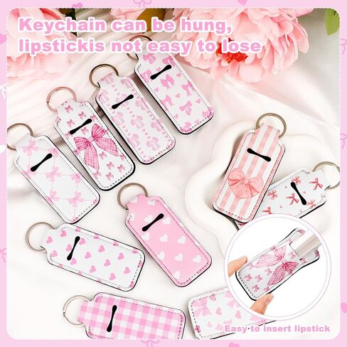 20Pcs Lipstick Holder Keychain, Bow Bulk Coquette Lip Balm Holder Keychain, Chapstick Holder Key Chain for Women in Kuwait