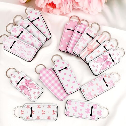 20Pcs Lipstick Holder Keychain, Bow Bulk Coquette Lip Balm Holder Keychain, Chapstick Holder Key Chain for Women in Kuwait