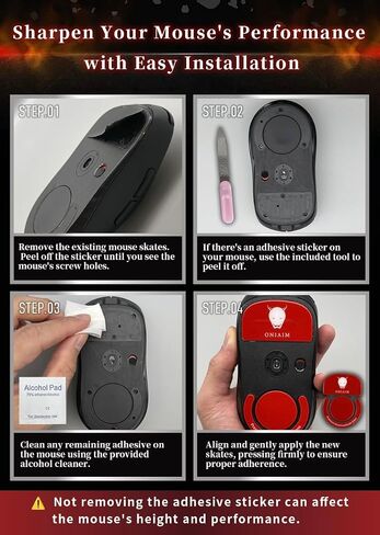 زلاجات ماوس ألعاب زجاجية رفيعة للغاية من OniAim بقطر 0.55 مم لأقدام ماوس Logitech G Pro X Superlight - انزلاق سلس بشكل استثنائي مع حواف مستديرة مع منظف كحول (أحمر زجاجي) in Kuwait
