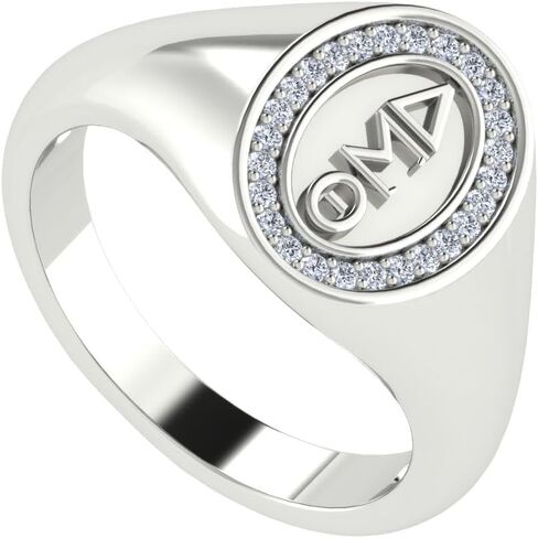 Delta Sigma Theta Rings for Women,Sterling Silver Classic Oval Letter Ring with White Cubic Zirconia in Saudi Arabia