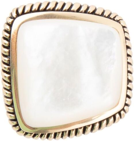 Barse Jewelry Roped White Mother of Pearl and Golden Statement Ring in Saudi Arabia