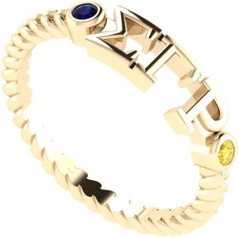 Sigma Gamma Rho Rings for Women,Sterling Silver Ring for Women with Blue & Gold Cubic Zirconia Crystals(R003-Gold) in Saudi Arabia