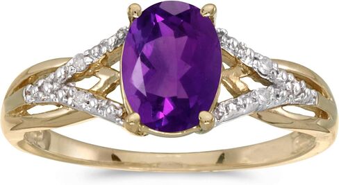 14k Yellow Gold Oval Amethyst And Diamond Ring in Saudi Arabia