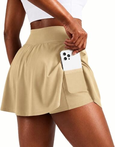 LOMON High Waisted Side Slit Tennis Skirts for Women Running Athletic Skort with Pockets A-line Sports Mini Skirt in Kuwait