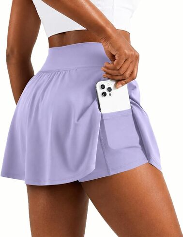 LOMON High Waisted Side Slit Tennis Skirts for Women Running Athletic Skort with Pockets A-line Sports Mini Skirt in Kuwait