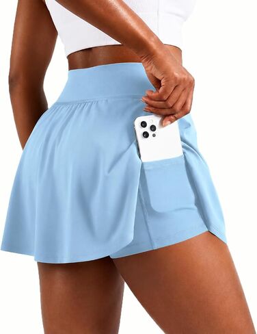 LOMON High Waisted Side Slit Tennis Skirts for Women Running Athletic Skort with Pockets A-line Sports Mini Skirt in Kuwait